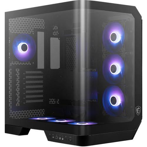 MSI MAG PANO 120R PZ - ATX Mid-Tower Gaming PC Case - 270-degree Tempered Glass Panel - Liquid Cooling Support up to 360mm Radiator - Pre-Installed 7 ARGB Fans - VGA Bracket