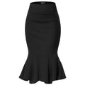 Hybrid & Company Womens Premium Nylon Ponte Stretch Office Fishtail Pencil Skirt KSK45010 1073T BLACK M