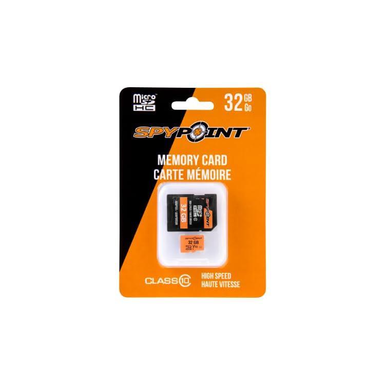 SPYPOINT 32GB Micro SD Memory Card Trail for Cameras | Adapter Media Storage for Trail and Game Cameras Designed | Used in Hunting and Trail Cams (Class 10 Speed)