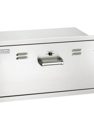 Fire Magic Premium Flush Electric Warming Drawer, 32.25x14.5 Inch Stainless Steel Food Warmer Drawer Unit with Sliding Humidity Control Knob, Food Warming Outdoor Kitchen Storage (53830-SW)
