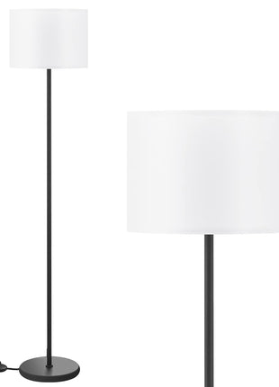 Modern Floor Lamp Simple Design with White Shade, Foot Pedal Switch, 60" Small Tall Lamps for Living Room Bedroom Office Dining Room Kitchen, Black Pole Lamp(Without Bulb)