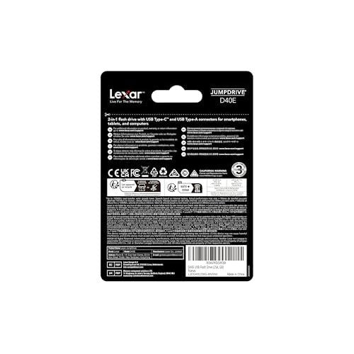 Lexar D40E 256GB Dual USB 3.2 Gen 1 Type-C Jump Drive, USB-C Flash Metal Housing Swivel Design Thumb Drive