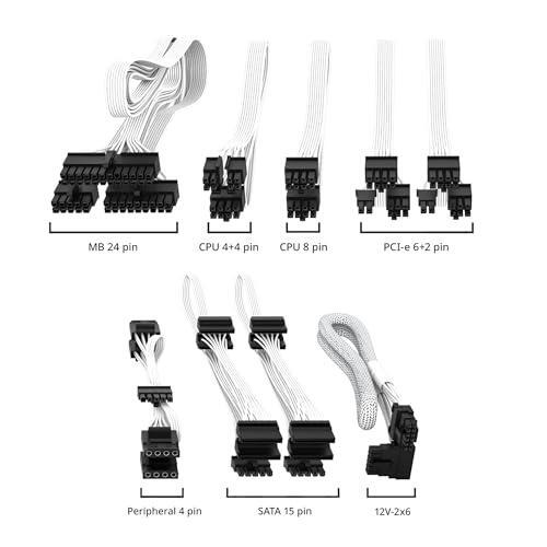 Cooler Master V750 SFX Gold White ATX ITX Full Modular Power Supply, ATX 3.1 90° 12VHPWR|450W PCIe 5.1, 750W 80Plus Gold, Supports RTX 5070 Ti|RX 9070 XT, Customized Cable, 100mm|3.9", 10-Year