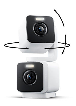 WYZE Duo Cam Pan Indoor/Outdoor IP65 2K 360° Pan/Tilt Smart Home Security Camera with Color Night Vision, Compatible with Alexa & Google Assistant, White