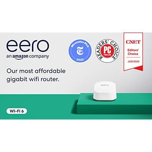 Amazon eero 6+ mesh wifi router - Supports internet plans up to a Gigabit, Coverage up to 1,500 sq. ft., Connect 75+ devices, 1-pack