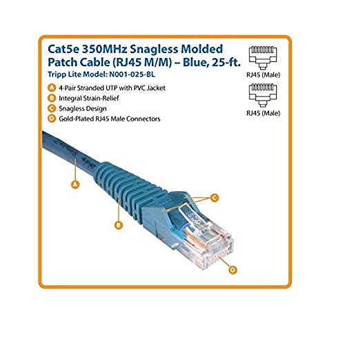 Tripp Lite(r) N001-025-Bl Cat-5e Snagless Molded Patch Cable (25ft) 7.10in. x 6.50in. x 1.00in.