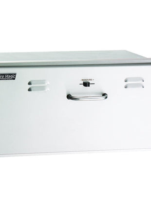 Fire Magic Select Electric Warming Drawer, 31x13 Inch Stainless Steel Food Warmer Drawer Unit with Sliding Humidity Control Knob, Food Warming Outdoor Kitchen Storage (33830-SW)
