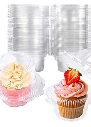 NPLUx 50 Pack Individual Cupcake Containers Plastic Cupcake Boxes Cupcake Holders Stackable Deep Dome Cupcake Carrier