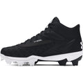 Under Armour Boys' Leadoff Mid RM JR 3.0 Baseball Cleats, (001) Black/Black/White, 1, US