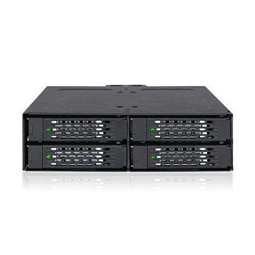 ICY DOCK 4 Bay 2.5 SAS/SATA HDD/SSD Metal Mobile Rack Enclosure for 5.25" Bay (with Fan Control) | ToughArmor MB607SP-B