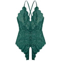 Women One Piece Lingerie Sexy Teddy V Neck Bodysuit Lace Nightie (Green, Medium)