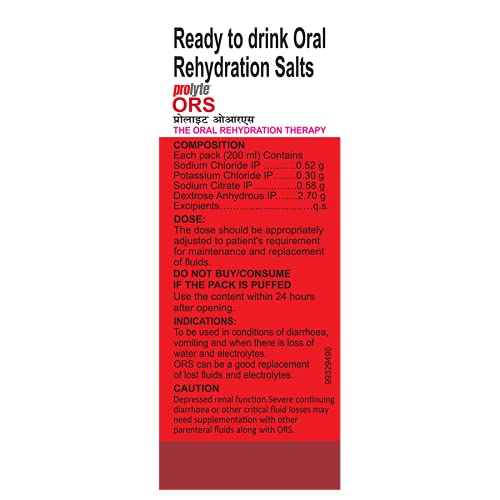 Cipla Prolyte Ors Ready To Drink Oral Rehydration Contains Vital Electrolytes | Restores Body Fluids & Electrolytes Lost Due To Sweating, Diarrhea & Vomiting | Who Formula (Apple, Pack Of 10, Liquid)