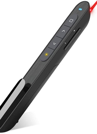 Wireless Presenter, Hyperlink Volume Control Presentation Clicker RF 2.4GHz USB PowerPoint Clicker Presentation Remote Control Pointer Slide Advancer (Black)