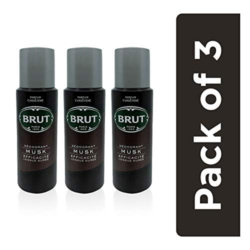 Brut Musk Deodorant Body Spray for Men, Masculine Long-Lasting Deo with Musky, Woody Fragrance, Imported, Deo Combo Pack of 3 (200ml Each)