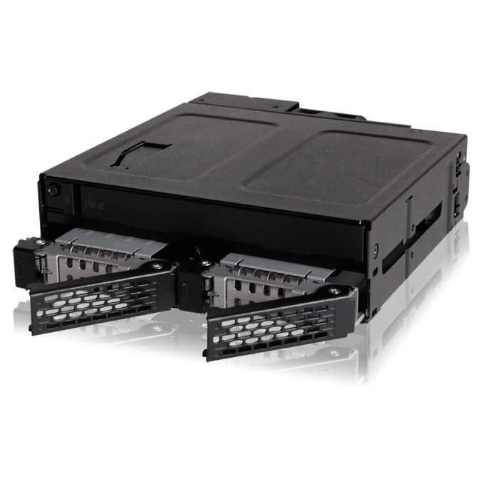 ICY DOCK 2 Bay 2.5 SAS/SATA SSD/HDD & (Ultra) Slim Optical Disk Drive CD DVD ROM Backplane Enclosure for 5.25" Bay | ToughArmor MB602SPO-B
