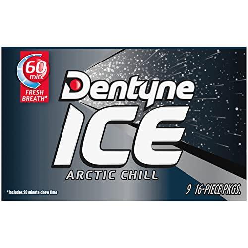 Dentyne Ice Arctic Chill Sugar-Free Chewing Gum, 9 Packs of 16 Pieces (144 Total Pieces)