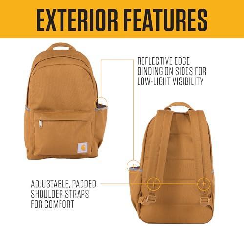 Carhartt 21L Classic Laptop Backpack, Water-Resistant Pack W/ 15" Laptop Sleeve and Organizational Compartments, PFAS Free, Black