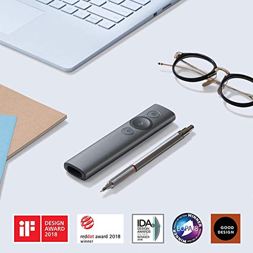 (Discontinued) Logitech Spotlight Presentation Remote - Advanced Digital Highlighting with Bluetooth, Universal Compatibility, 30M Range and Quick Charging – Slate