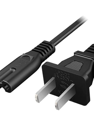 AC 2 Prong C8 Power Cord 5ft Standard 2-Slot for TV PS4 PS5 Speaker Monitor Xbox Wall Power Cable Replacement Black