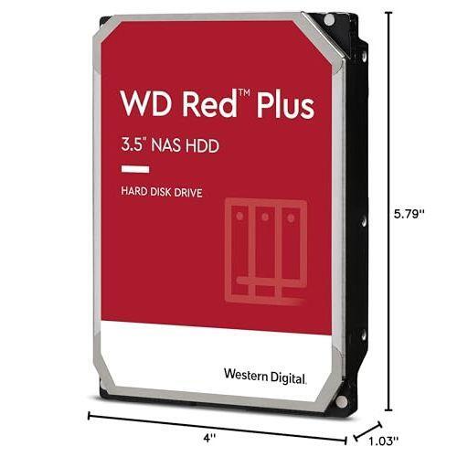 Western Digital 6TB WD Red Plus NAS Internal Hard Drive HDD - 5400 RPM, SATA 6 Gb/s, CMR, 256 MB Cache, 3.5" -WD60EFPX