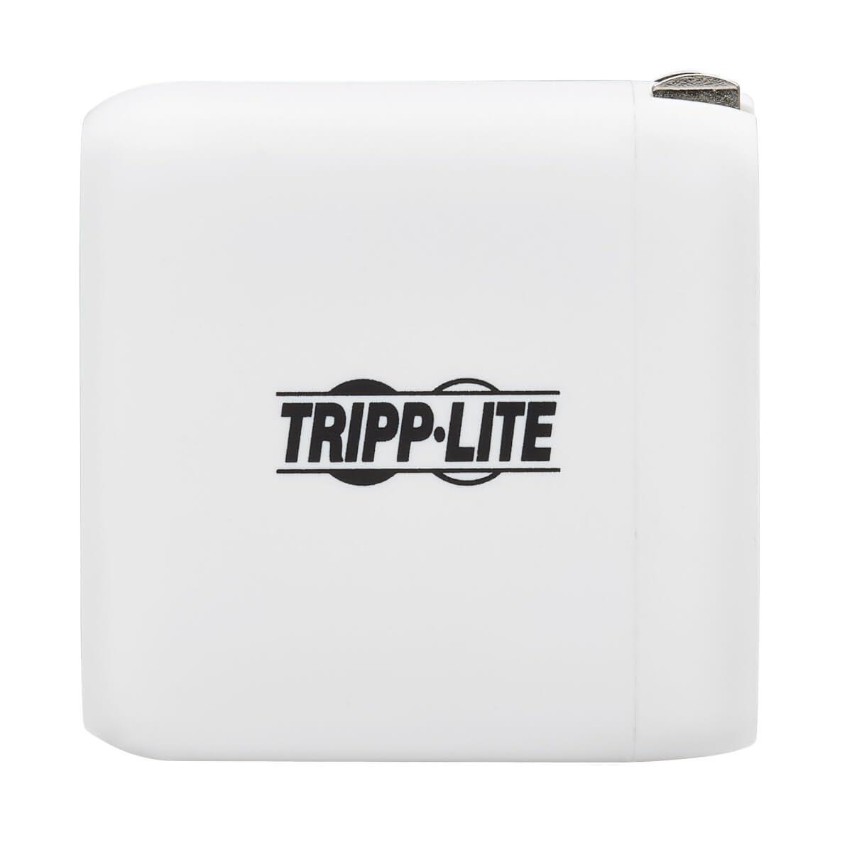 Tripp Lite USB-C Dual-Port Wall Charger, Compact Travel Size Folding Plug, USB 3.0, 40W Power Delivery Charging, Temperature Cooling Gallium Nitride Technology, 2-Year Warranty (U280-W02-40C2-G)