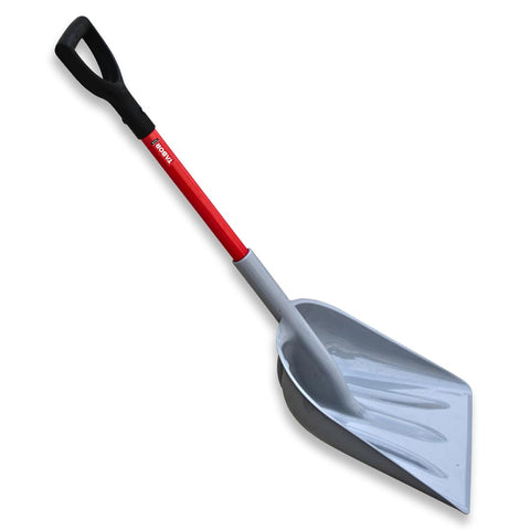 TABOR TOOLS Snow Scoop with Fiberglass Handle, 15 Inch Wide Blade, Large Snow Shovel and Mulch Scoop with Comfortable D Grip Handle. J218A. (Snow Scoop, Short 26 Inch Handle)