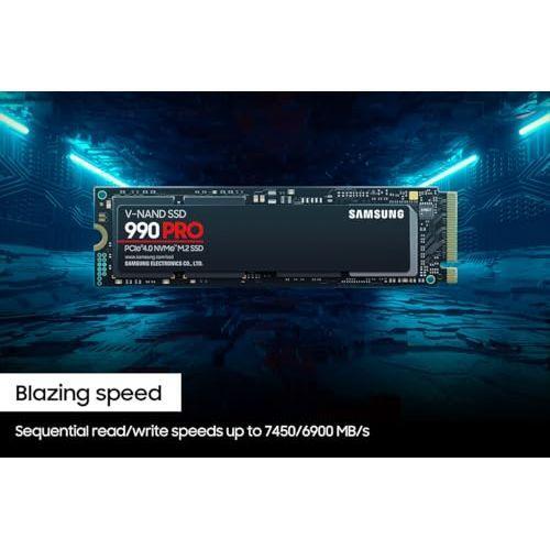 Samsung 990 PRO SSD 4TB PCIe 4.0 M.2 2280 Internal Solid State Hard Drive, Seq. Read Speeds Up to 7,450 MB/s for High End Computing, Gaming, and Heavy Duty Workstations, MZ-V9P4T0B/AM