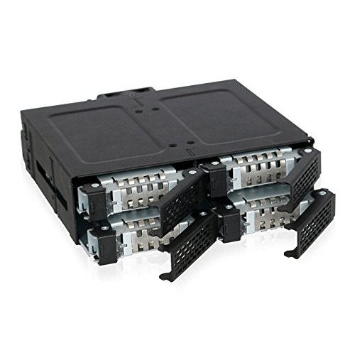 ICY DOCK 4 Bay 2.5 SAS/SATA HDD/SSD Metal Mobile Rack Enclosure for 5.25" Bay (with Fan Control) | ToughArmor MB607SP-B