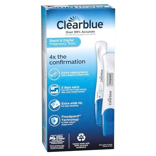 Clearblue Pregnancy Test Combo Pack, 4ct - Digital with Smart Countdown & Rapid Detection - Value Pack