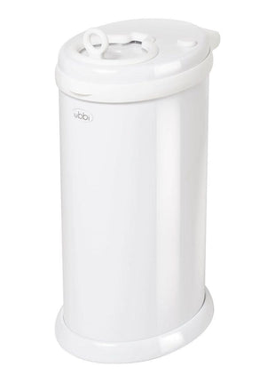 Ubbi Steel Diaper Pail, Odor Locking, No Special Bag Required, Award-Winning, Registry Must-Have, White | Award-Winning Registry Must-Have, Childproof Safety Lid with Lock, Holds Up To 55 Newborn Diapers, Modern Nursery Essential