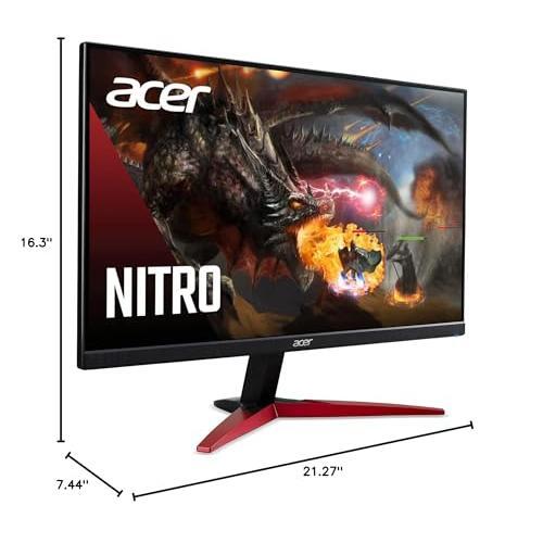 Acer Nitro KG241Y Sbiip 23.8” Full HD (1920 x 1080) VA Gaming Monitor | AMD FreeSync Premium Technology | 165Hz Refresh Rate | 1ms (VRB) | ZeroFrame Design | 1 x Display Port 1.2 & 2 x HDMI 2.0,Black