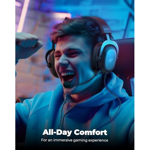 havit H2002d Gaming Headsets for PS4,PC, 53MM Drivers Surround Sound PS5 Headset with Mic Gaming Headphones with Mic Durable Aluminum Frame Valentines Gifts for Men