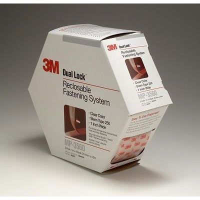 3M(TM) Dual Lock(TM) Reclosable Fastener MP3560 250 Clear, 1 in x 5 yd, 0.22 in engaged thickness, 2 per pack