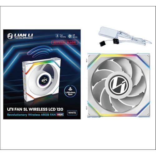 Lian Li UNI Fan SL LCD Wireless (Reverse Blade) 120mm ARGB Fan - Single Pack - 1.6" LCD - 2.4 GHz Wireless Signal for RGB & Fan Control - Controller NOT Included & Required - White(12RSLLCD1W1W)