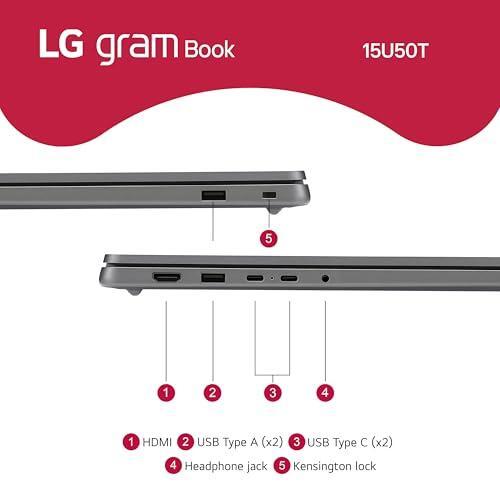 LG gram Book 15-inch Lightweight Laptop Computer, Intel Core i5-1334U Processor, Windows 11 Home, 8GB RAM, 512GB SSD - Titan Silver