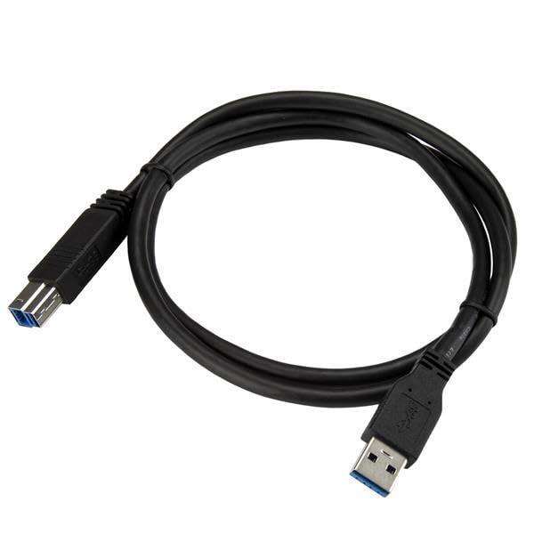StarTech.com 1m 3 ft Certified SuperSpeed USB 3.0 A to B Cable Cord - USB 3 Cable - 1x USB 3.0 A (M), 1x USB 3.0 B (M) - 1 meter, Black (USB3CAB1M)