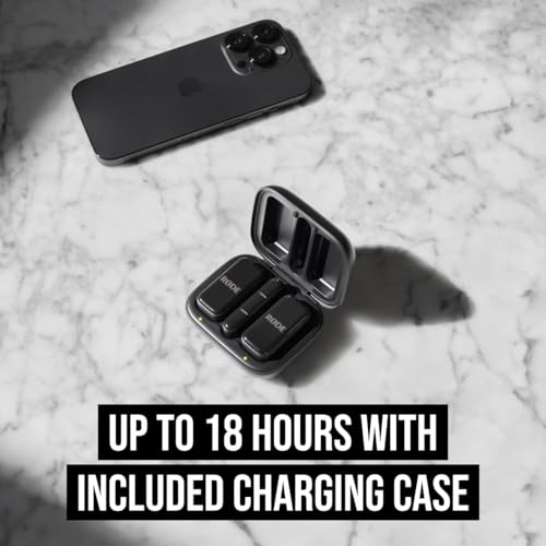 RØDE Wireless Micro - Compact Wireless Microphone, Two Mics with Charge Case for Smartphone Content Creation - USB-C, Black