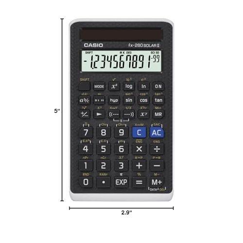 Casio fx-260 Solar II Scientific Calculator | 10-Digit Display | Fraction & Trig Functions | Ideal for Middle School, High School Math, Algebra, Trigonometry | Solar Powered