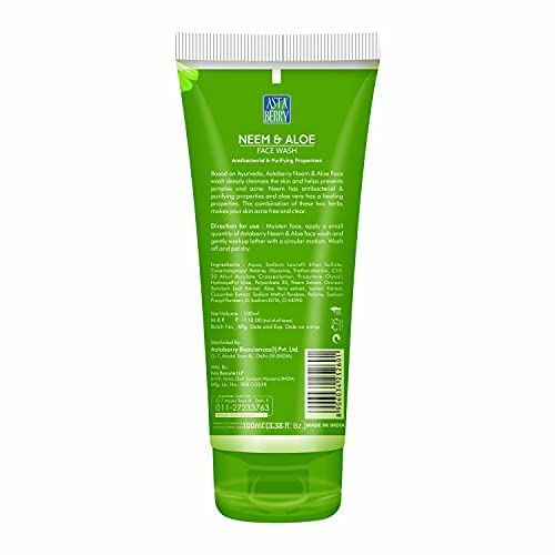 ASTABERRY Neem & Aloe Face Wash | Enriched with Neem, Aloe Vera & Basil | Oil Control | (Pack of 2 (100ml X2))