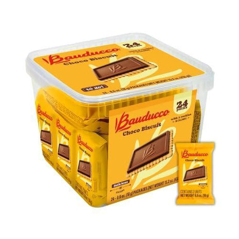 Bauducco Choco Biscuit Cookies ??Crispy Chocolate-Covered Biscuits, Individually Wrapped for Snacking, Dessert, and Lunch Boxes, 15.2 oz (Pack of 24)