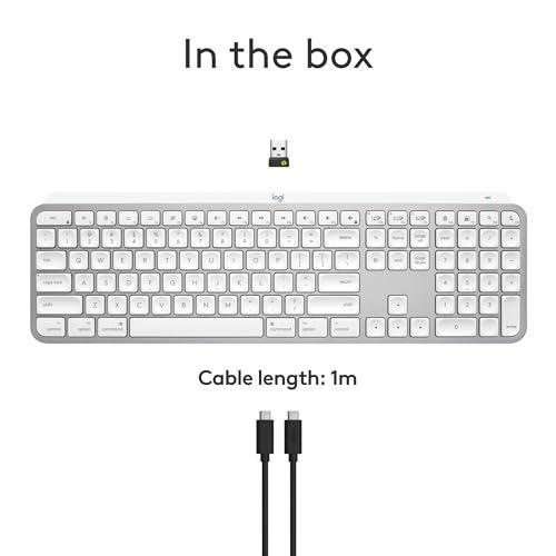Logitech MX Keys S for Mac, Wireless Keyboard, Fluid, Precise Laptop-Like Typing, Programmable Keys, Backlit, Bluetooth USB C Rechargeable for MacBook Pro, MacBook Air, iMac, iPad - Pale Grey