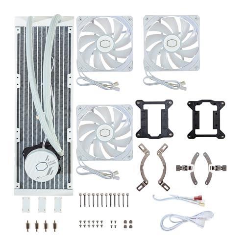 Cooler Master 360L Core White ARGB Close-Loop AIO Liquid Cooler, R9|i9 Gen S Dual Chamber Pump, 120mm PWM, 360mm Radiator, aRGB Lighting, AMD Ryzen AM5|4, Intel LGA 1851|1700 Platform