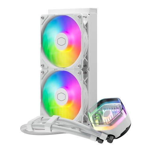 Cooler Master 240 Atmos White High Performance Close-Loop AIO Liquid Cooler, R9|i7 Dual Chamber Pump, Customize Cover, Sickleflow Edge PWM, aRGB Lighting, AMD Ryzen AM5|4, Intel LGA 1851|1700 Platform