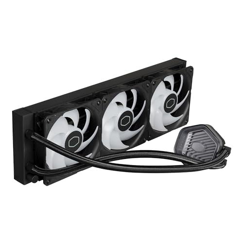 Cooler Master 360 Atmos High Performance Close-Loop AIO Liquid Cooler, R9|i9 Dual Chamber Pump, Customize Cover, Sickleflow Edge PWM, aRGB Lighting, AMD Ryzen AM5|4, Intel LGA 1851|1700 Platform