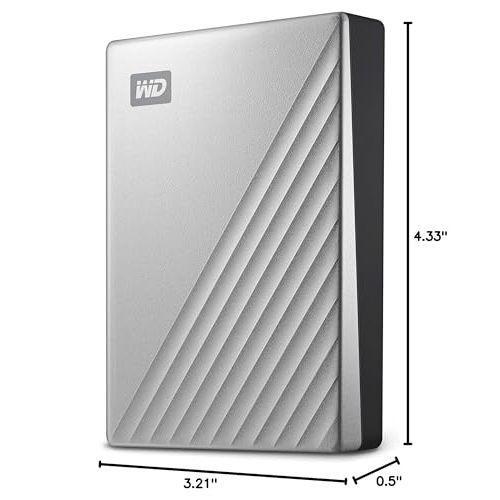 WD 2TB My Passport Ultra, Silver, Portable External Hard Drive, backup software with defense against ransomware, and password protection, USB-C and USB 3.1 - WDBC3C0020BSL-WESN