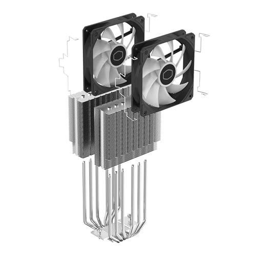 Cooler Master Hyper 620S Dual Tower CPU Air Cooler, ARGB Sync, 120mm PWM Fan, 6 Copper Direct Contact Heat Pipes, 154.9mm Tall Silver