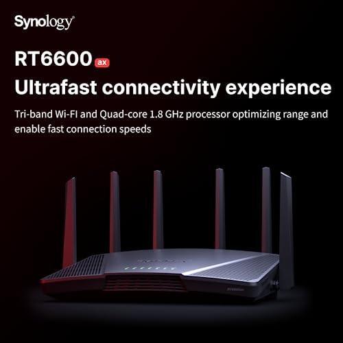 Synology RT6600ax - Tri-Band 4x4 160MHz Wi-Fi router, 2.5Gbps Ethernet, VLAN segmentation, Multiple SSIDs, parental controls, Threat Prevention, VPN (US Version)