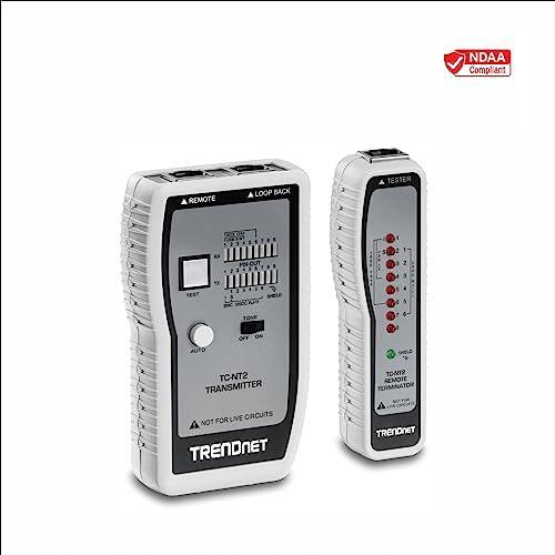 TRENDnet Network Cable Tester, Tests Ethernet, USB and BNC Cables, Accurately Test Pin Configurations up to 300m (984 ft), Local and Remote Testing, Includes BNC to Ethernet Converters, White, TC-NT2