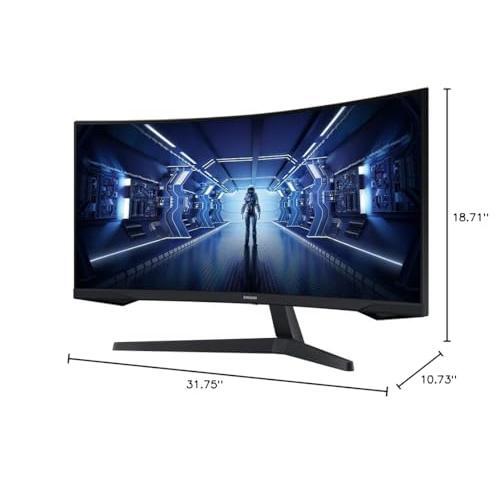 Samsung 34' Odyssey G5 Ultra-Wide Gaming Monitor with 1000R Curved Screen, 165Hz, 1ms, FreeSync Premium, Large Display, Eye Comfort, Multiple Ports, WQHD, LC34G55TWWNXZA, Black