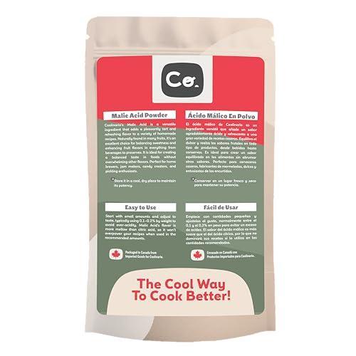 Coolinario Malic Acid Powder (4 Oz) Sour Powder | Food Grade Flavor Enhancer for Homemade Beverages, Jams, Candy & Pickled Foods | Adds Tartness & Balances Sweetness | Ideal for Cider, Wine & Fruit Recipes | Easy to Use